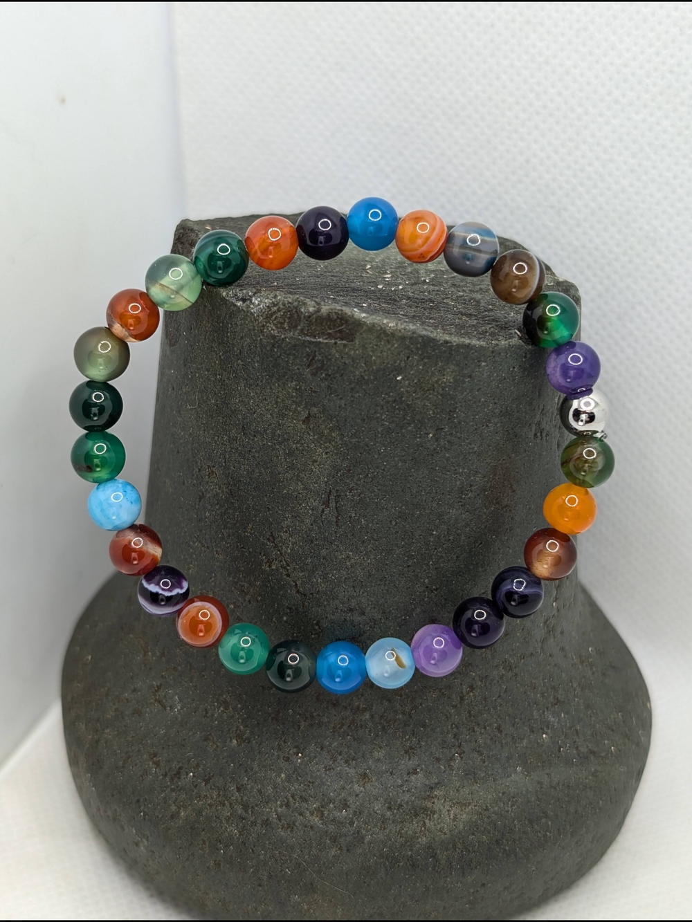 Hand Crafted Multicolor Agate Beaded Bracelet